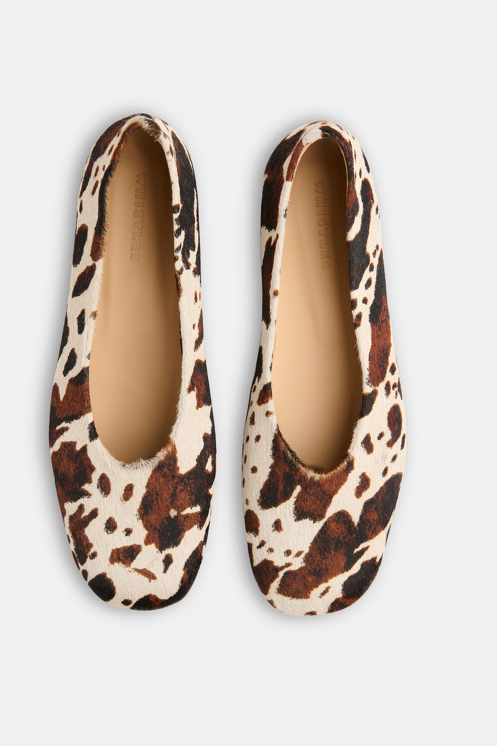 Multicolour Cow Print Hair-On Ballet Pump