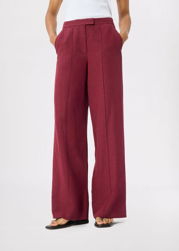 Burgundy Full Length Pintuck Trouser
