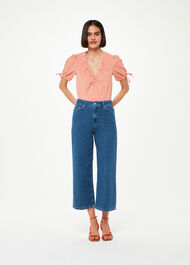 Ditsy Square Ruched Front Top