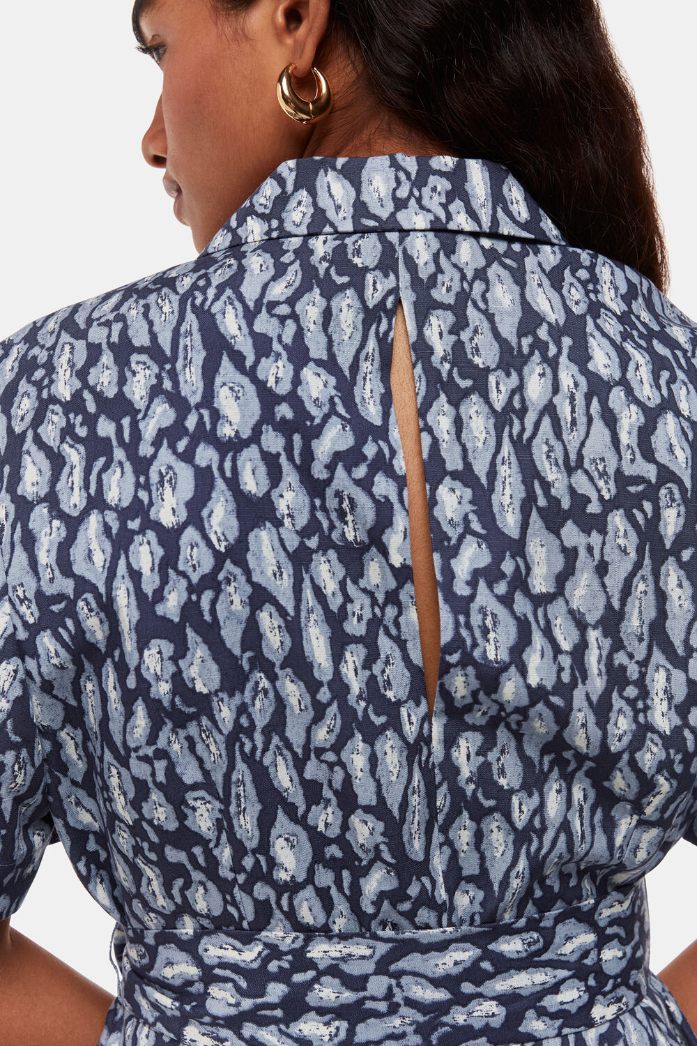Petite Leopard Linen Blend Jumpsuit