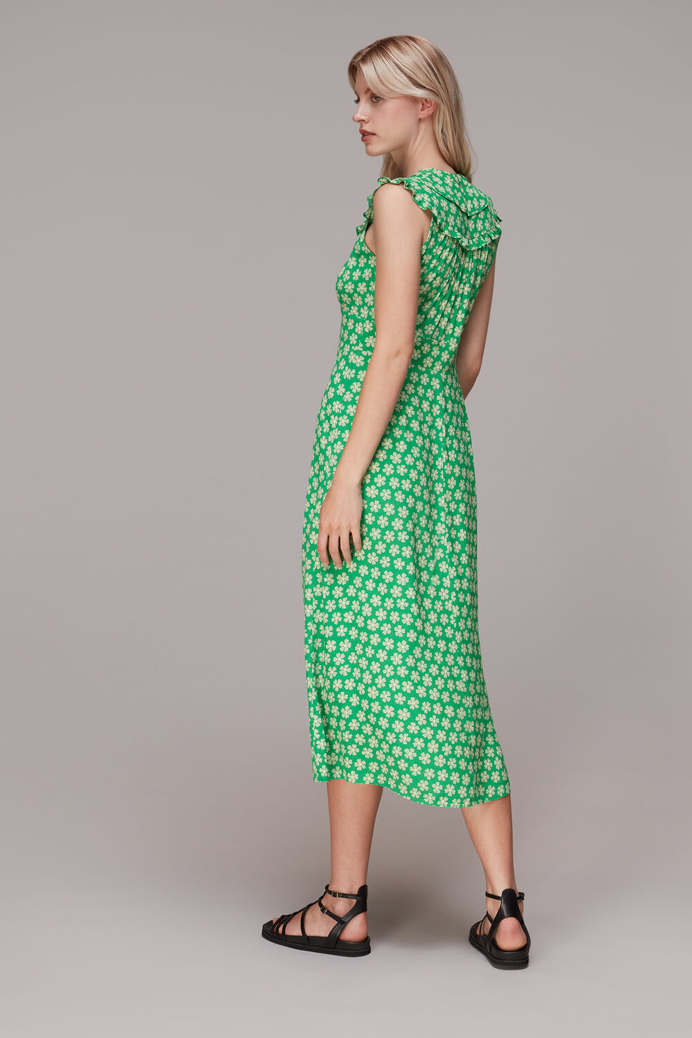 Daisy Check Frill Midi Dress