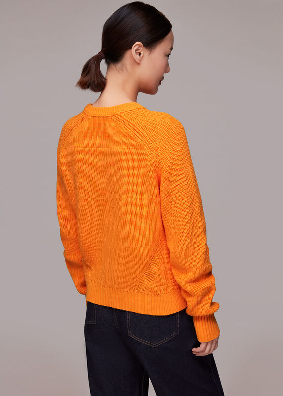 Orange Rib Crew Neck Jumper
