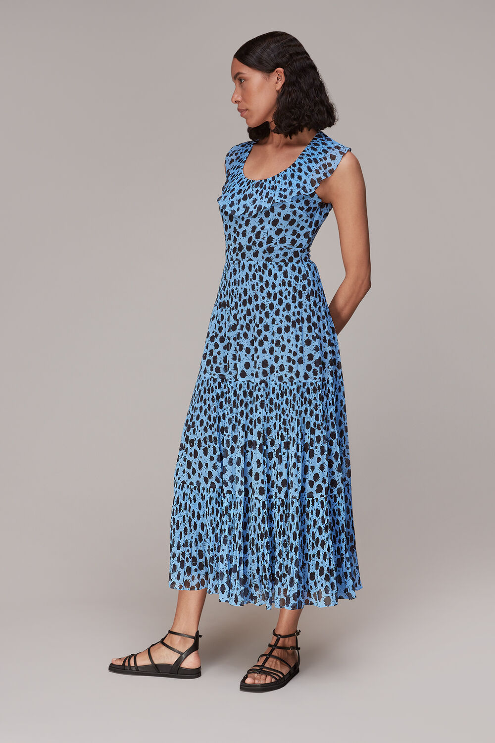 Brushed Dalmatian Plisse Dress