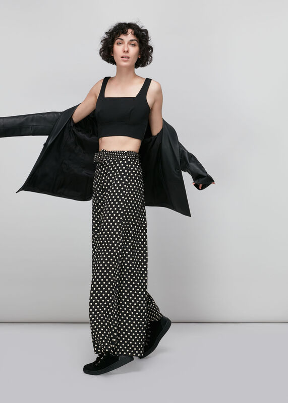 Black Spot Silk Palazzo Pants 
