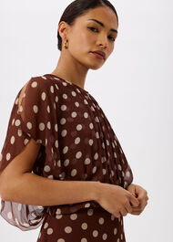 Petite Polka Dot Print Midi Dress