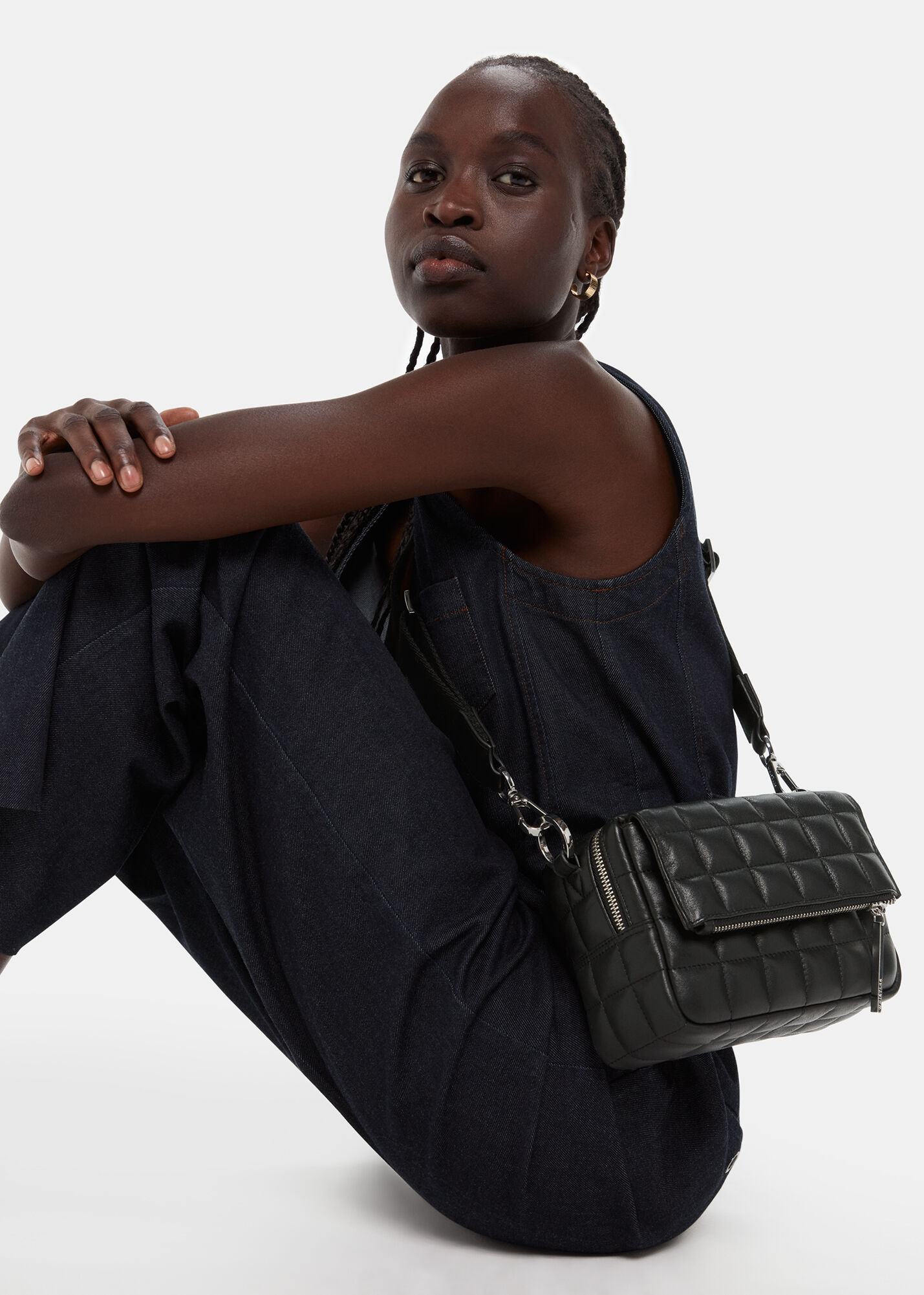 Black Quilted Bibi Crossbody Bag | WHISTLES | Whistles US |