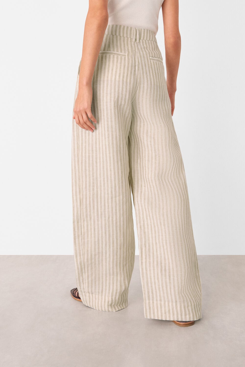 Neutral Linen Stripe Trouser