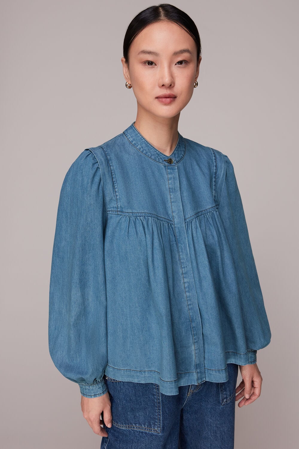 Mollie Chambray Denim Blouse