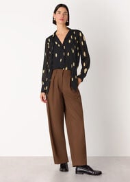 Abstract Spot Tie Neck Blouse