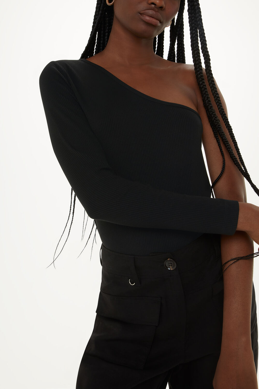 One Sleeve Ribbed Top
