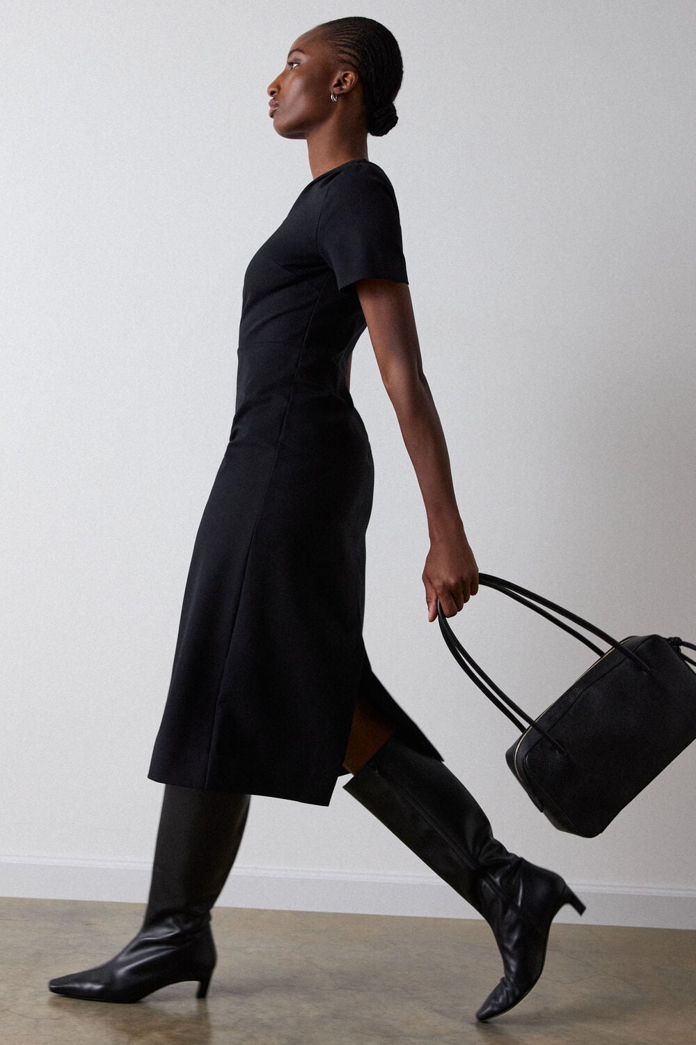 Black Ponte Detachable Lace Dress