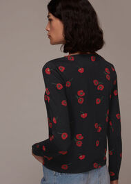 Poppy Print Ruched Neck Tee