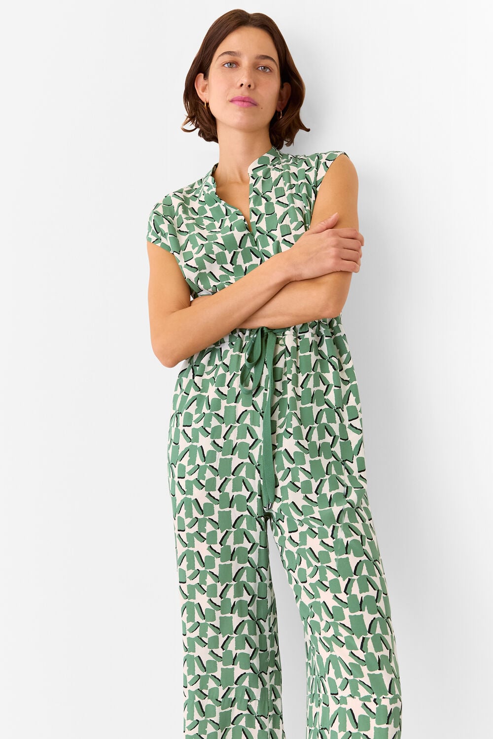 Ivory Abstract Squares Jumpsuit