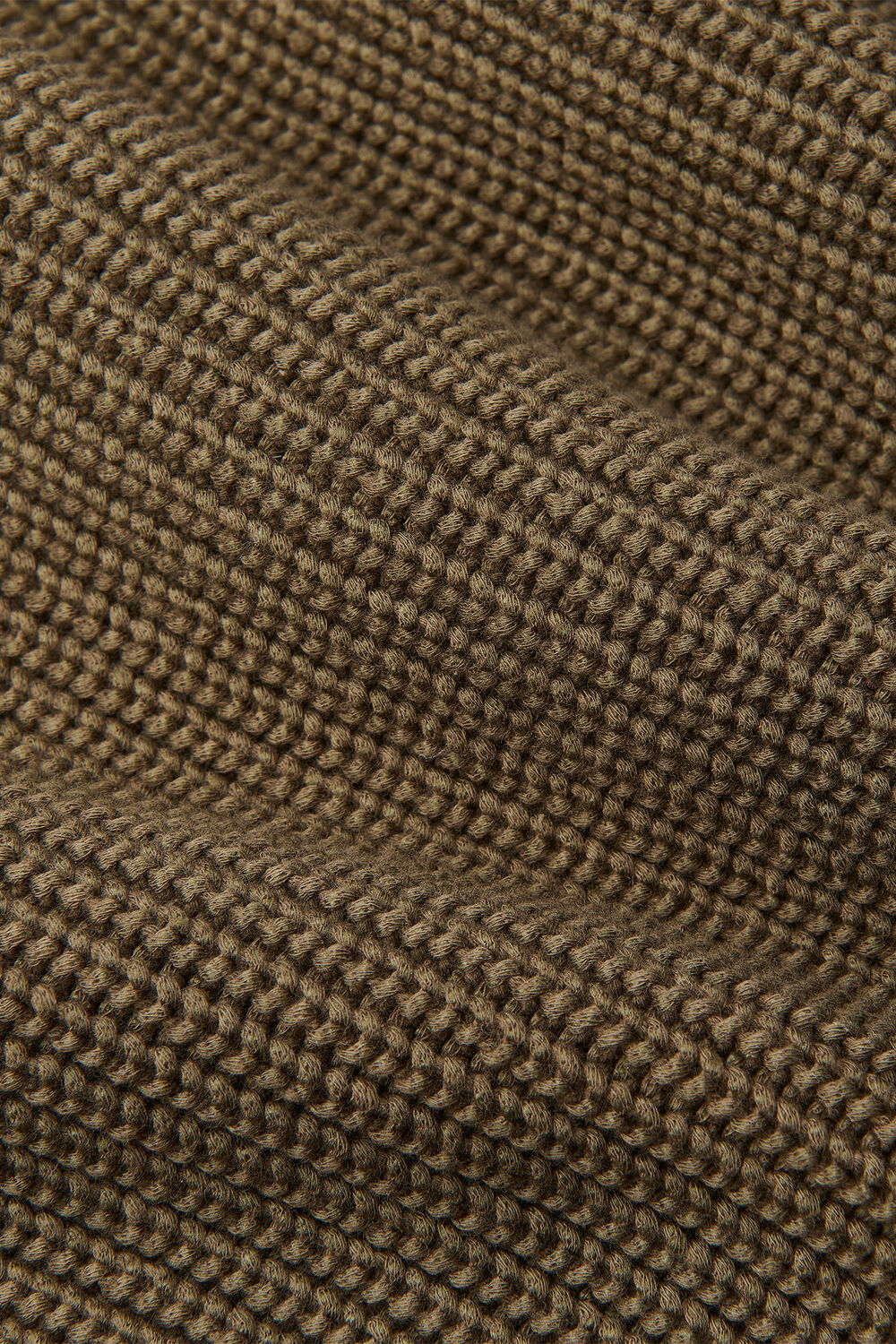 Khaki Rib Cable High Neck Jumper