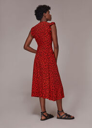 Animal Frill Sleeve Midi Dress
