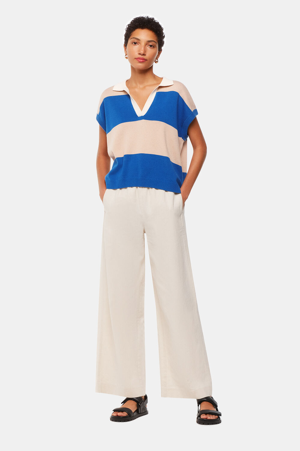 Blue Stripe Lyla Knitted Polo