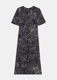 Crackle Print Twist Midi Dress