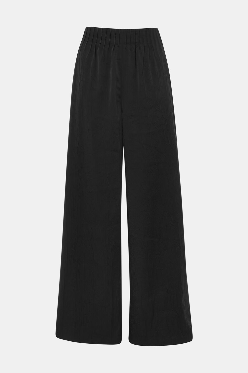 Black Textured Satin Pintuck Trouser
