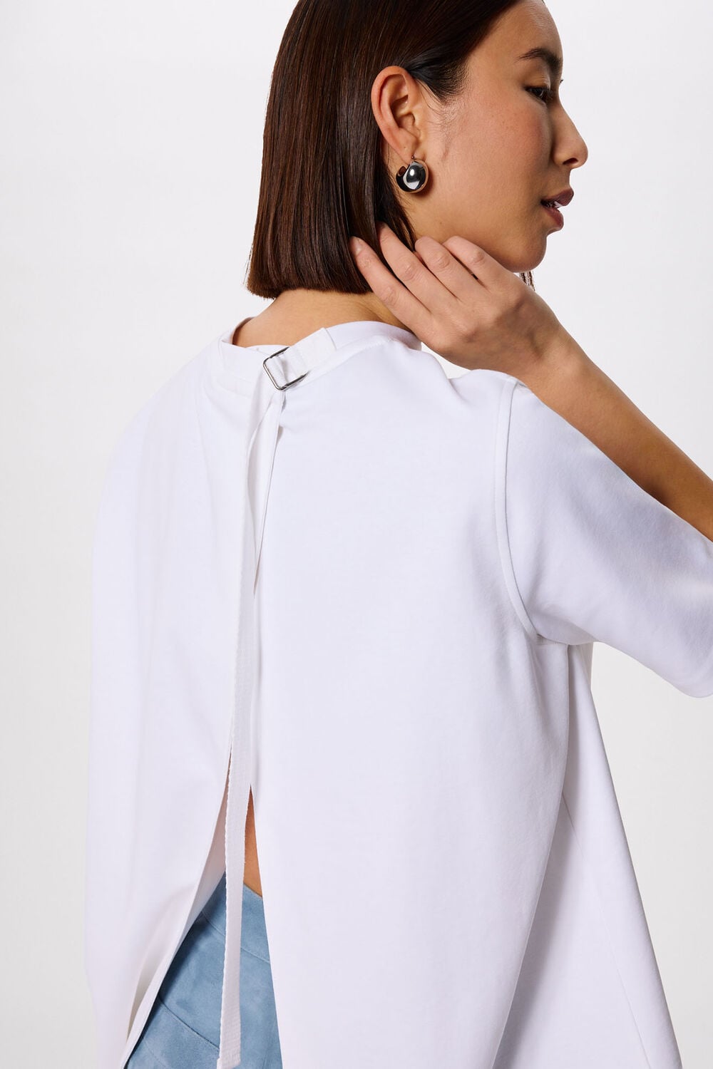 White Cotton Buckle Tee