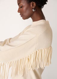 Fringe Rib Detail Cotton Knit