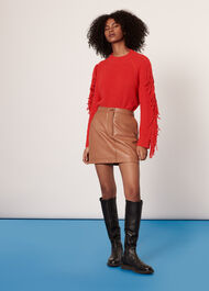 Fringe Sleeve Cable Sweater