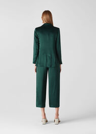 Satin Single Breasted Blazer Dark Green