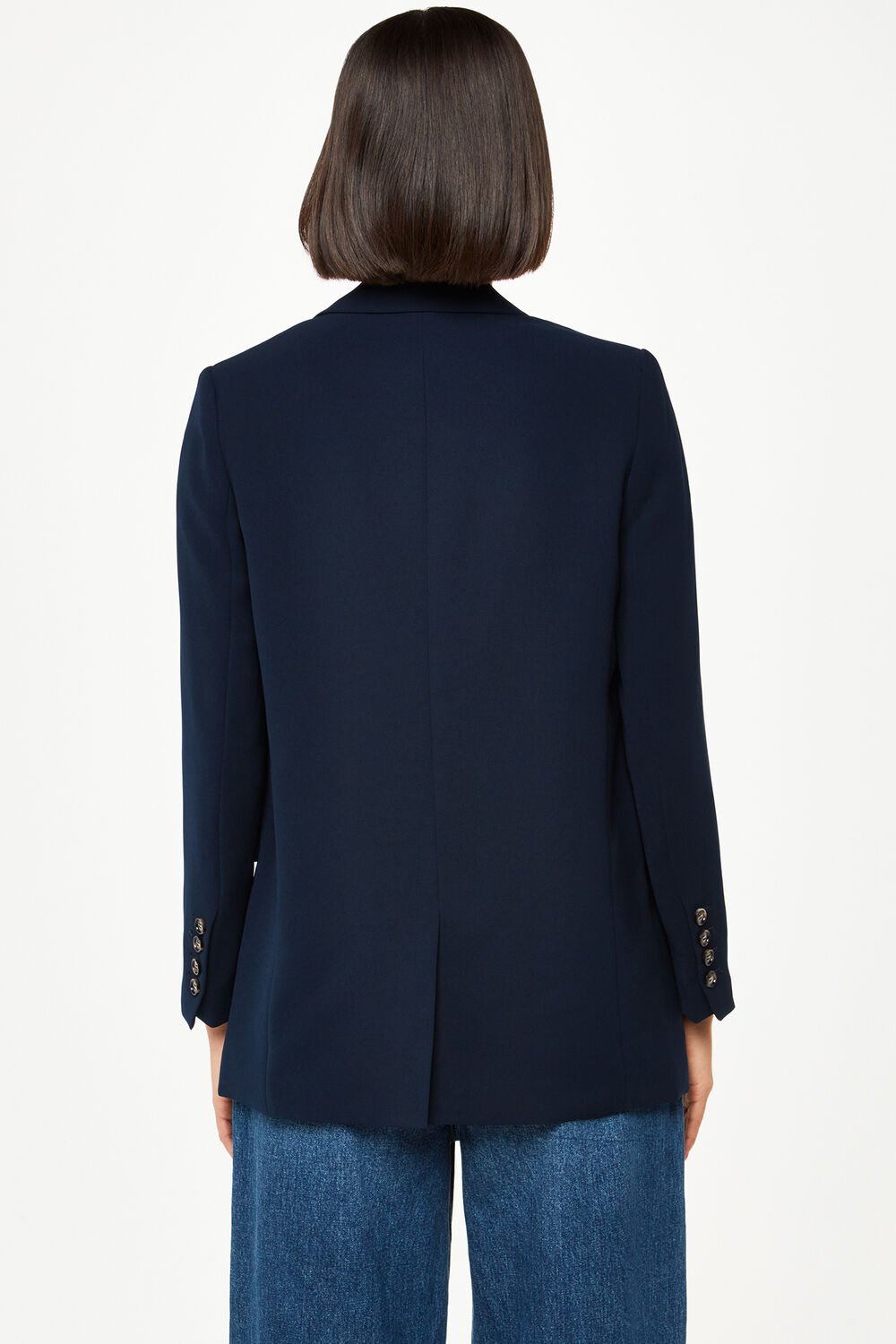 Navy Crepe Boyfriend Blazer