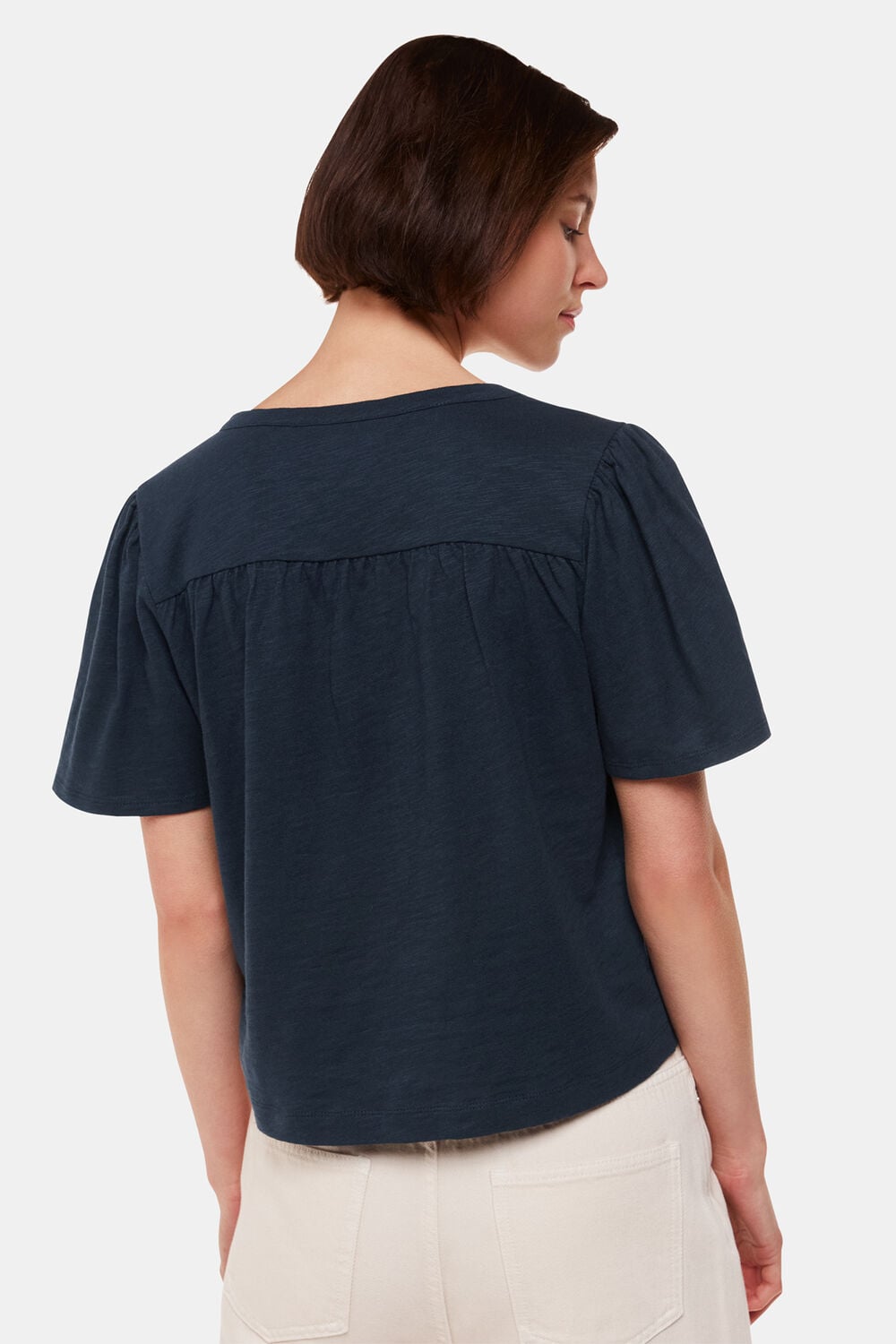 Maeve V Neck Button Front Tee