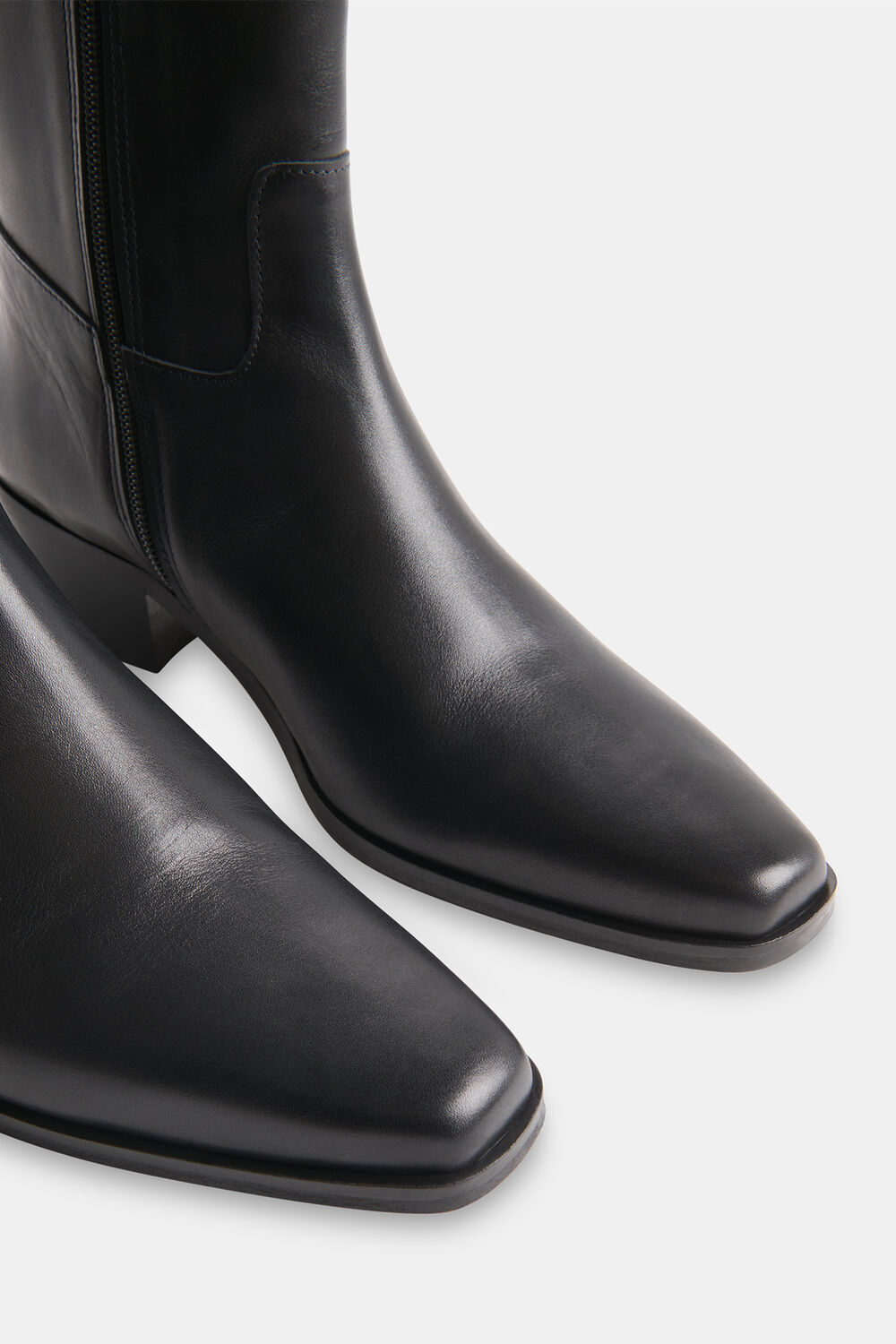 Black Clean Western Ankle Boot