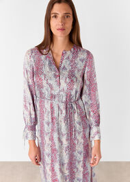 Mottled Snake Print Midi Dress
