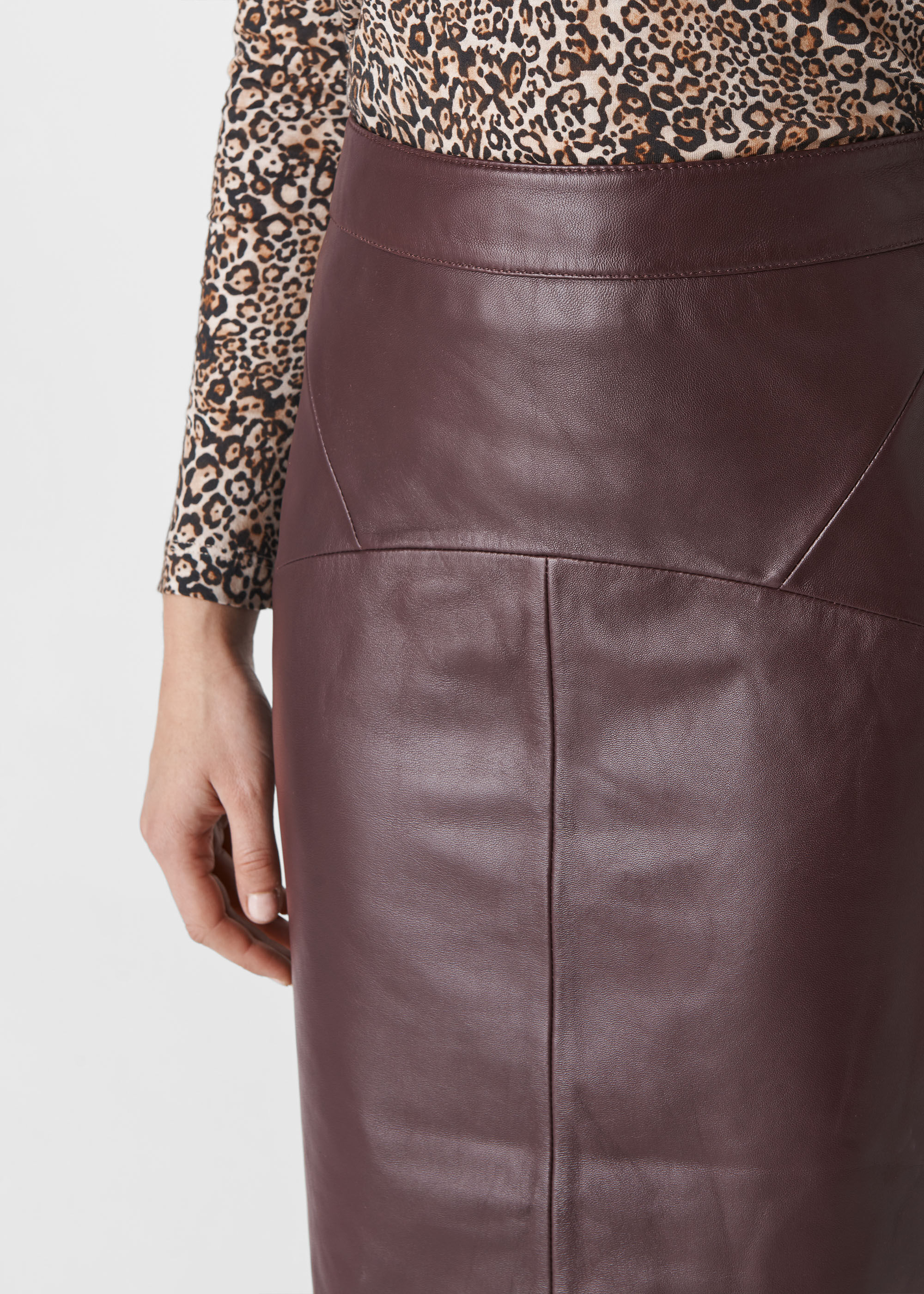 Whistles burgundy deals leather skirt