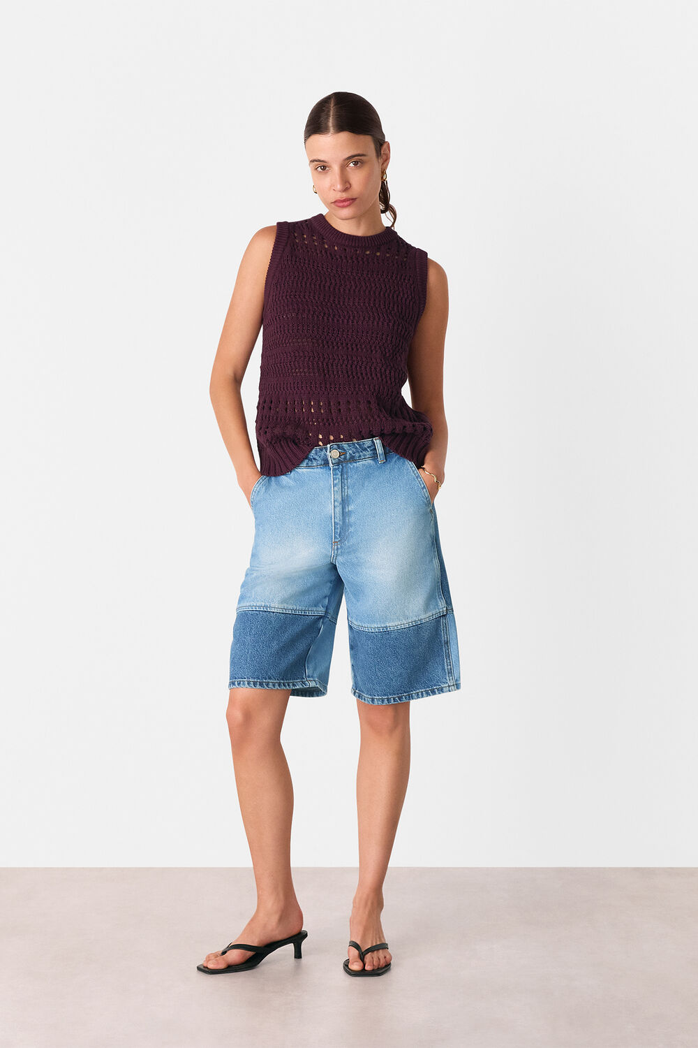 Denim Patchwork Board Short