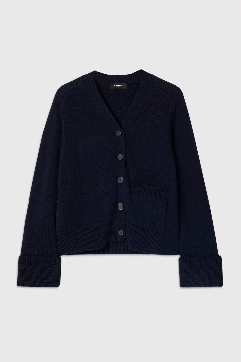 Navy Cotton Pocket Detail Cardigan