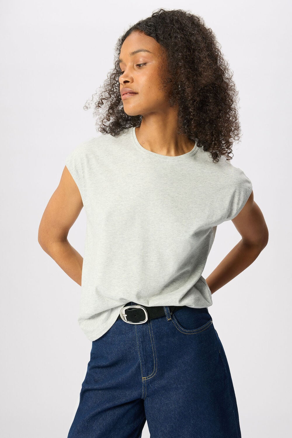 Grey Marl Cap Sleeve Tee