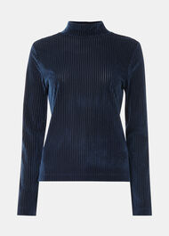 Velvet Stripe High Neck Top
