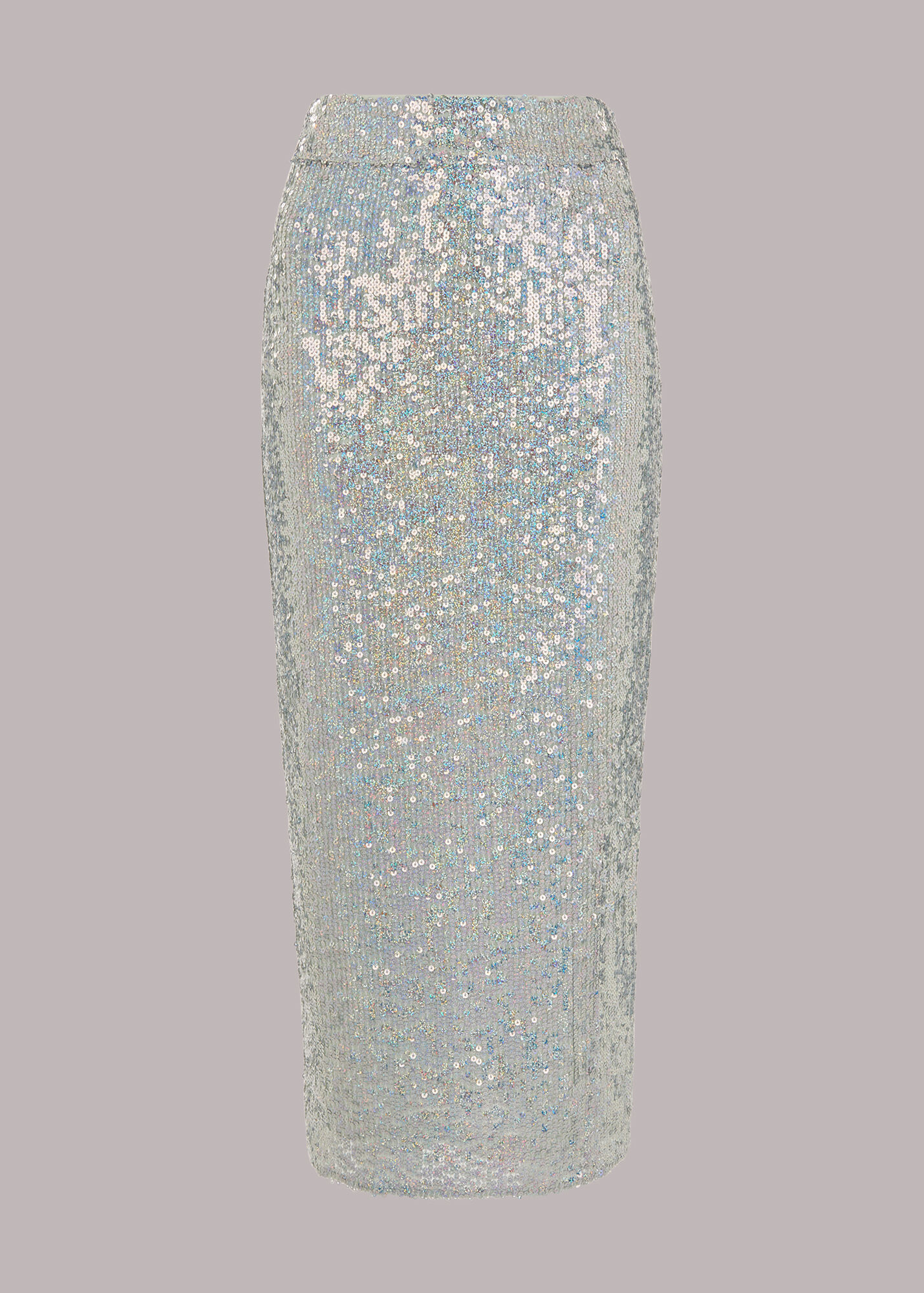 Slim Fit Silver Sequin Midi Skirt With Side Split | Whistles