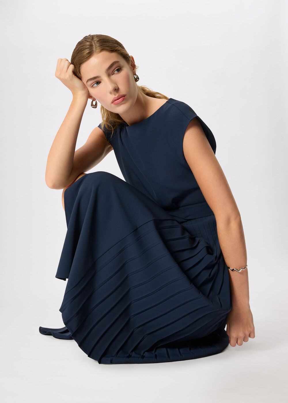 Pleat Detail Asymmetric Dress
