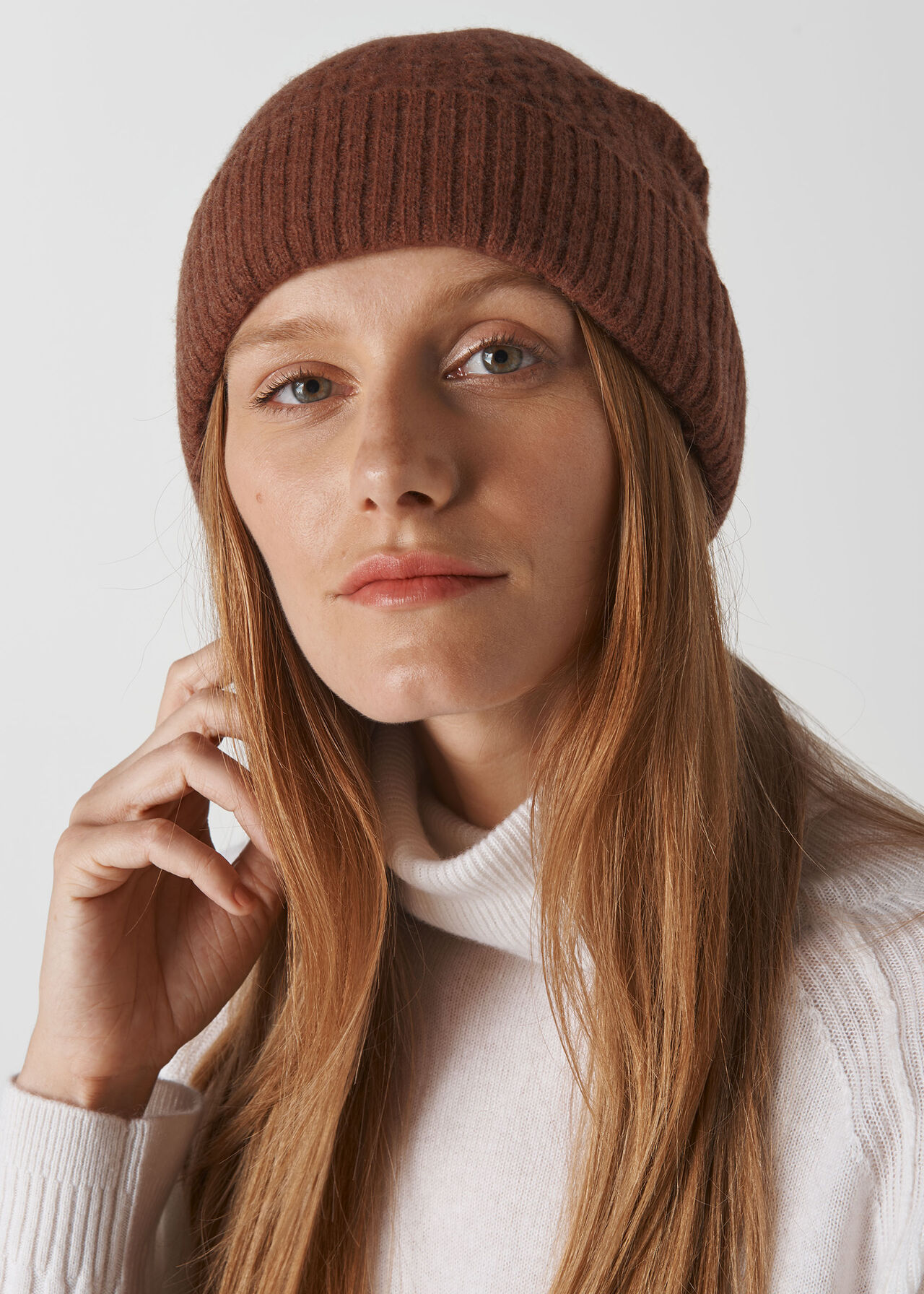 Cable Knit Beanie Hat Camel