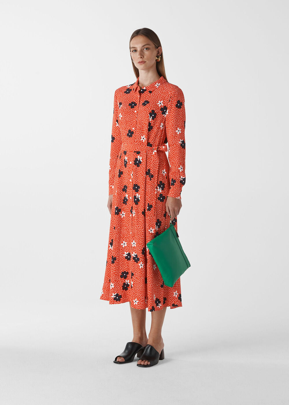 Red/Multi Confetti Floral Shirt Dress WHISTLES Whistles US