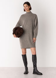 Petite Funnel Neck Wool Mini Dress