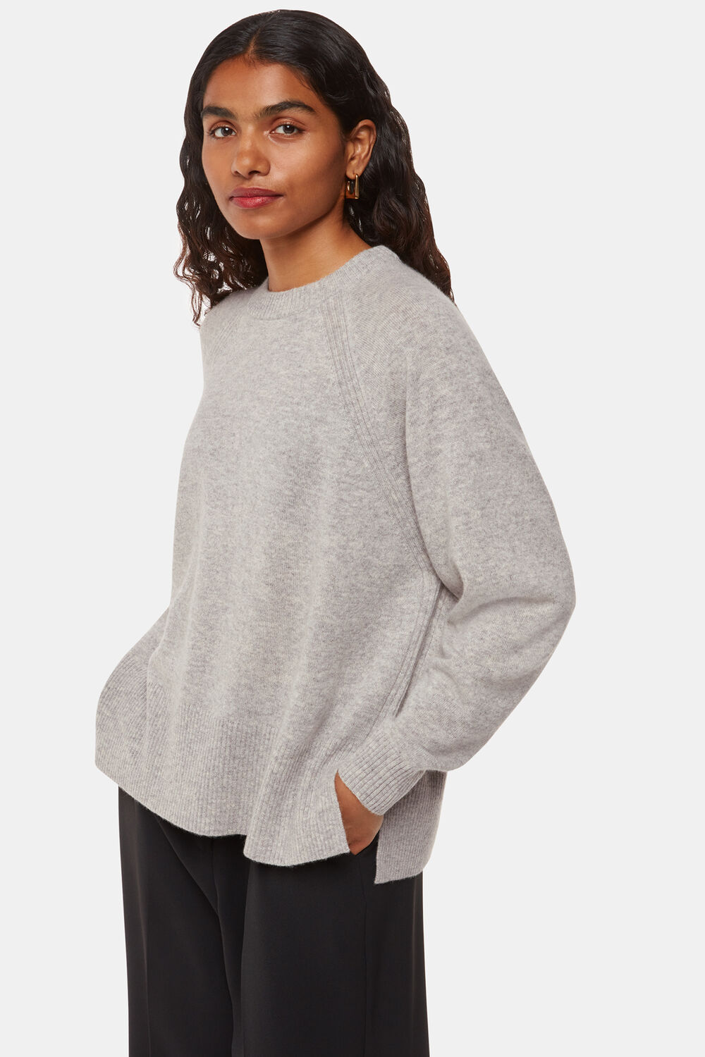 Grey Marl Petite Ultimate Cashmere Crew Neck Sweater