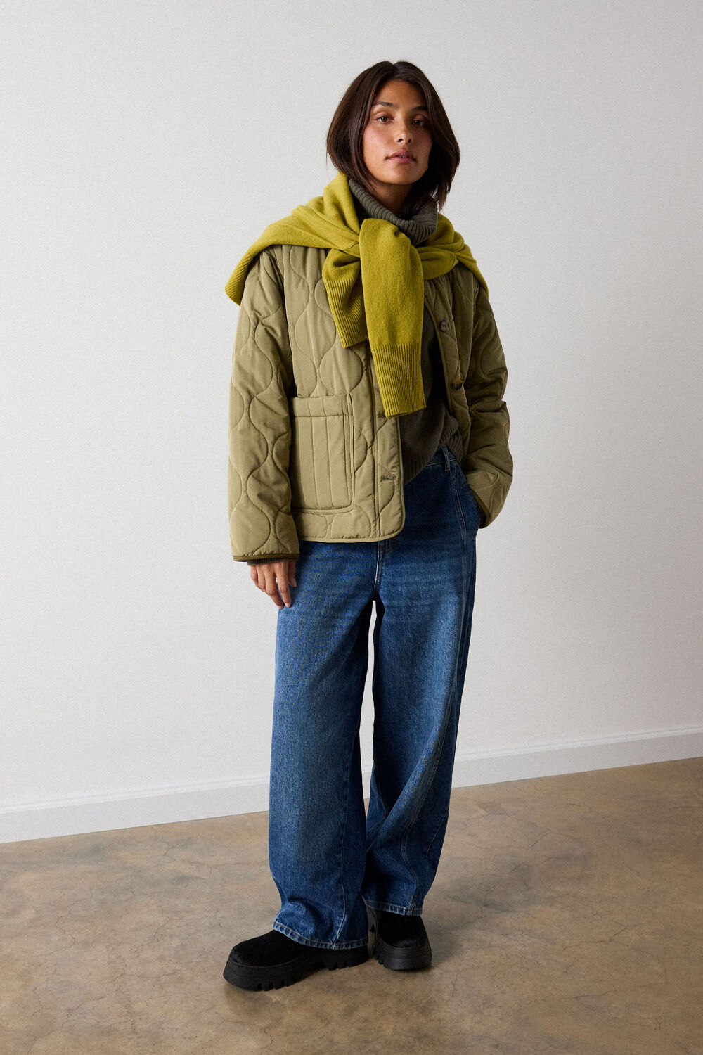 Khaki Reversible Quilted Coat