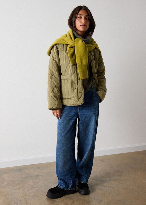 Khaki Reversible Quilted Coat