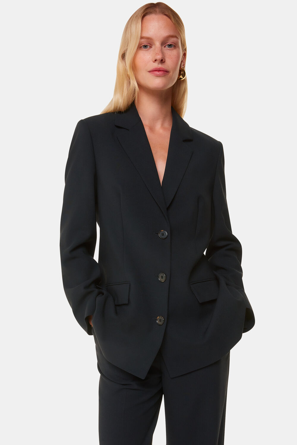 Black Amelie Wool Blend Blazer