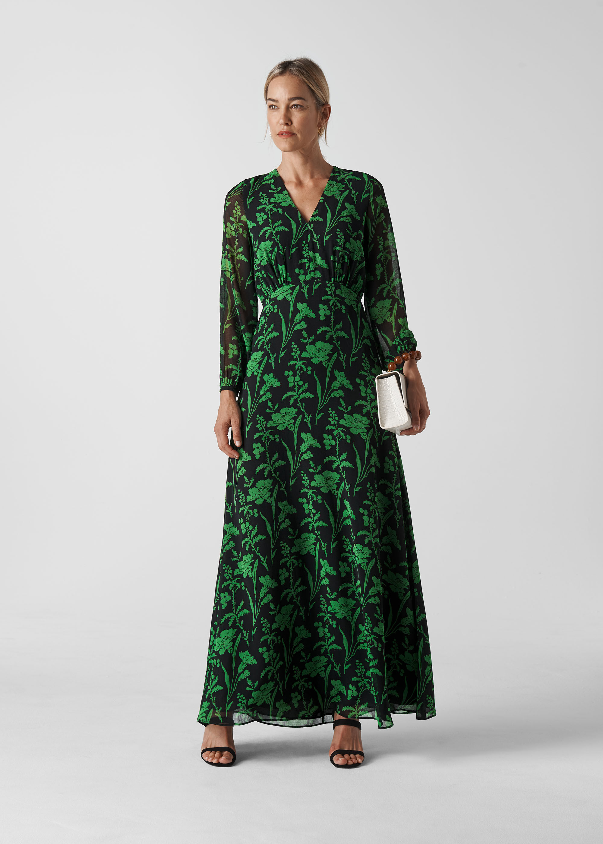 green floral dress maxi