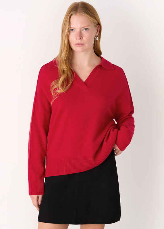 Red Wool Collar Neck Knit