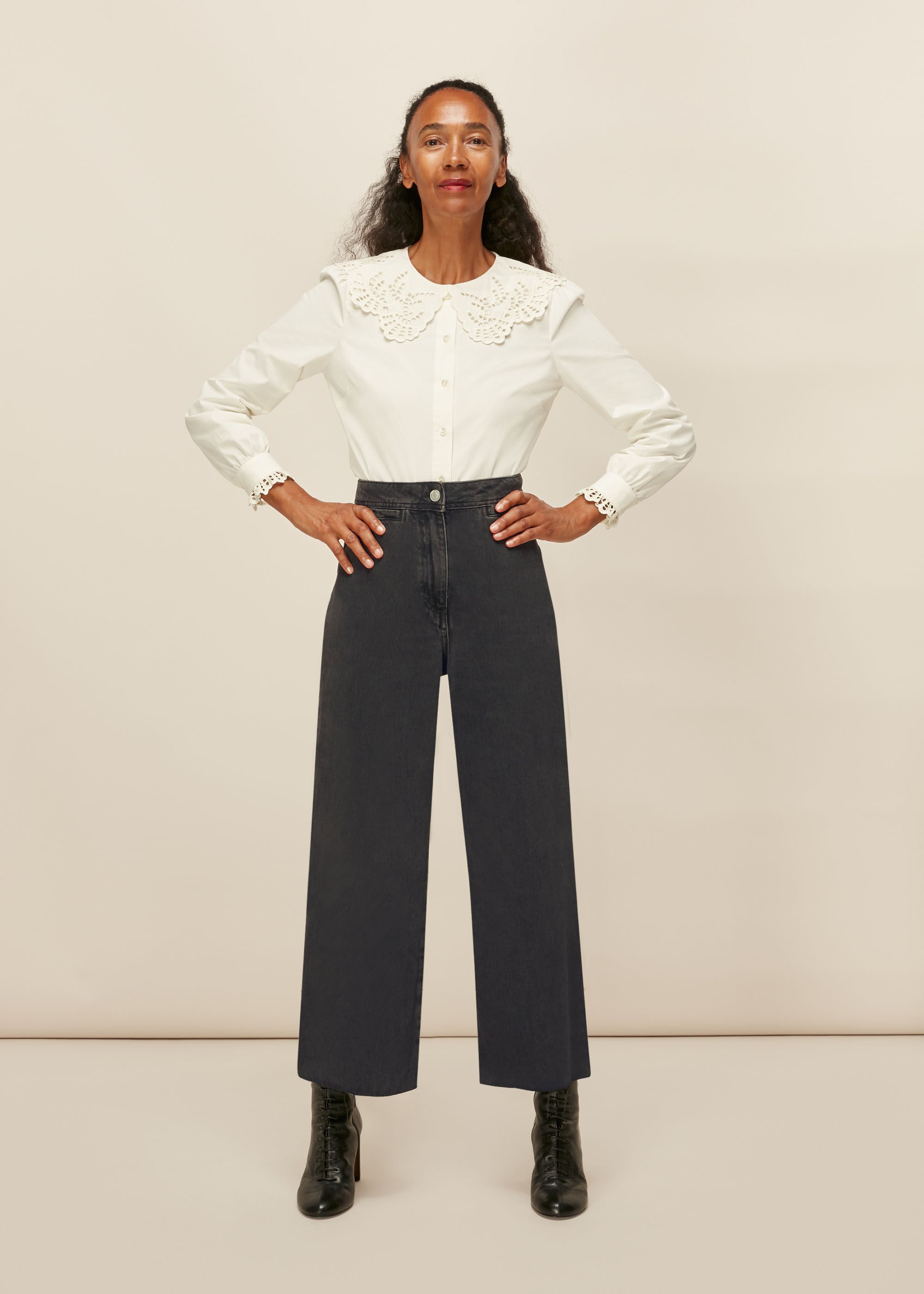 Wide leg black jean