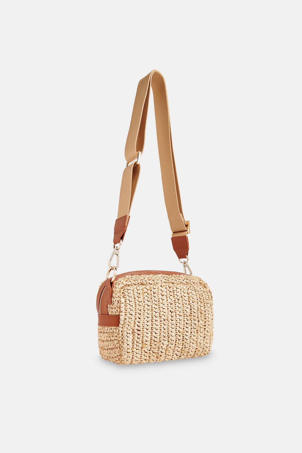 Neutral Straw Bibi Crossbody Bag