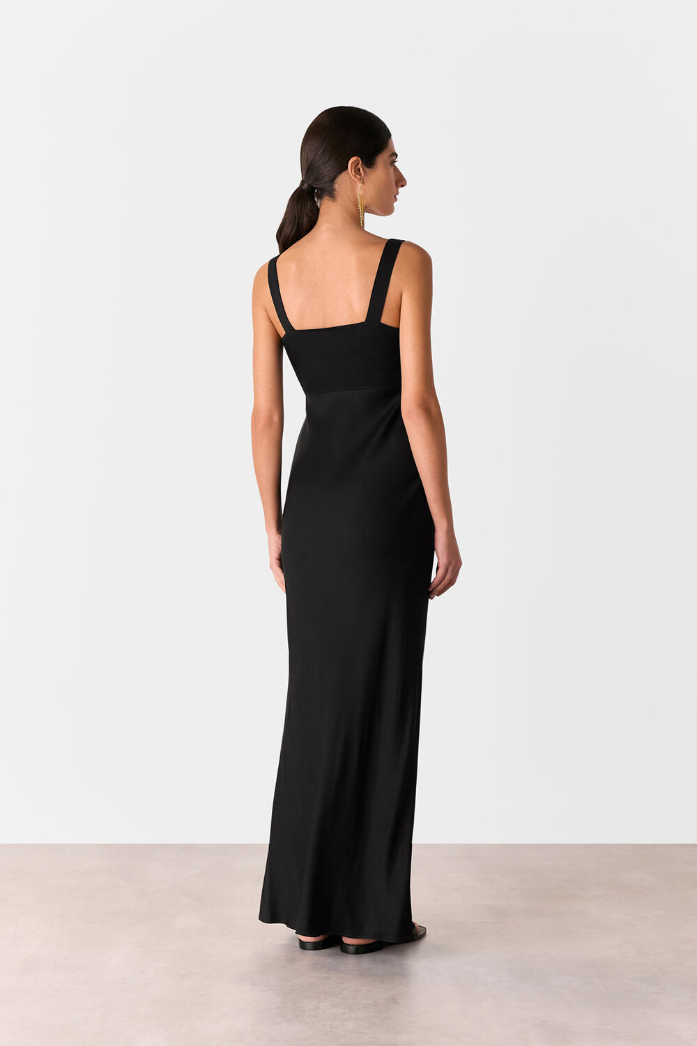 Black Thea Cowl Satin Maxi Dress