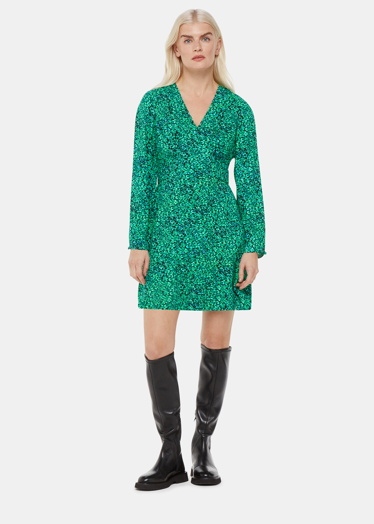 Green/Multi Dappled Floral Lori Dress | WHISTLES
